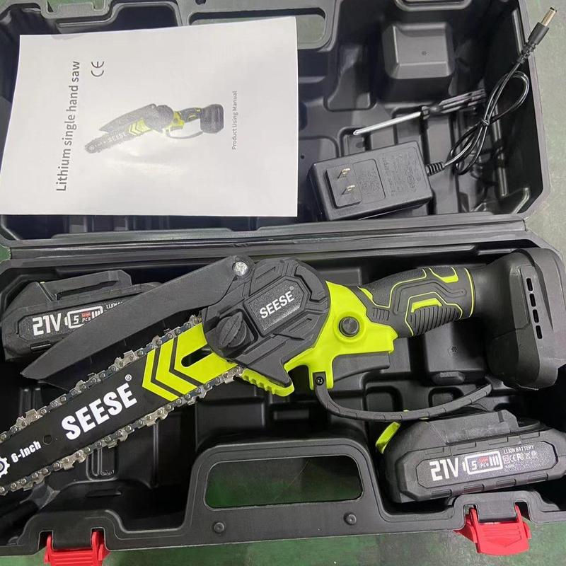 SEESE Brushless Mini ChainSaw- Portable Electric Cordless Saw for Wood Cutting, Batteries (2000mAh)