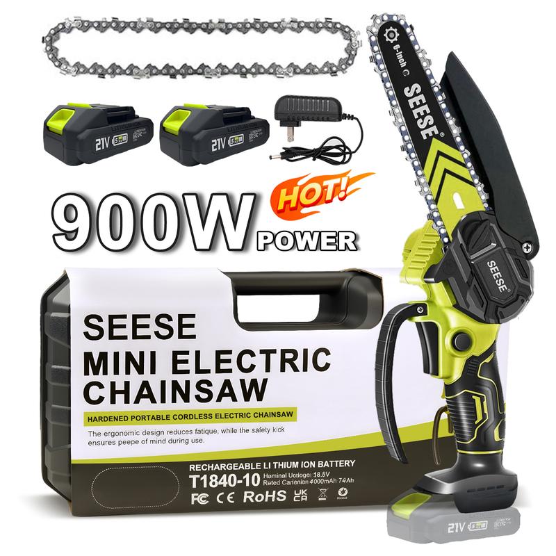 SEESE Brushless Mini ChainSaw- Portable Electric Cordless Saw for Wood Cutting, Batteries (2000mAh)