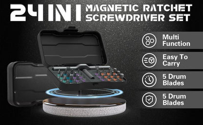 SEESE 24 in 1 Magnetic Screwdriver Set,Rotary Ratchet Sscrewdriver Set