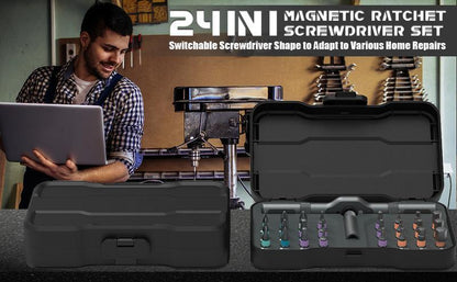 SEESE 24 in 1 Magnetic Screwdriver Set,Rotary Ratchet Sscrewdriver Set